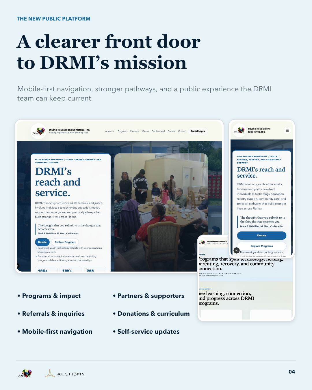 The new mobile-first public DRMI platform