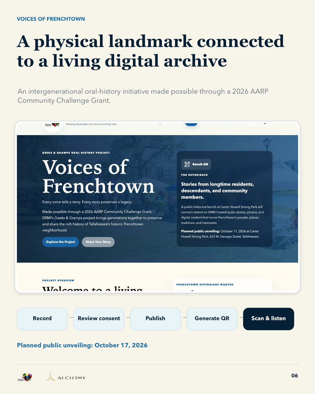 The Voices of Frenchtown oral-history and QR experience
