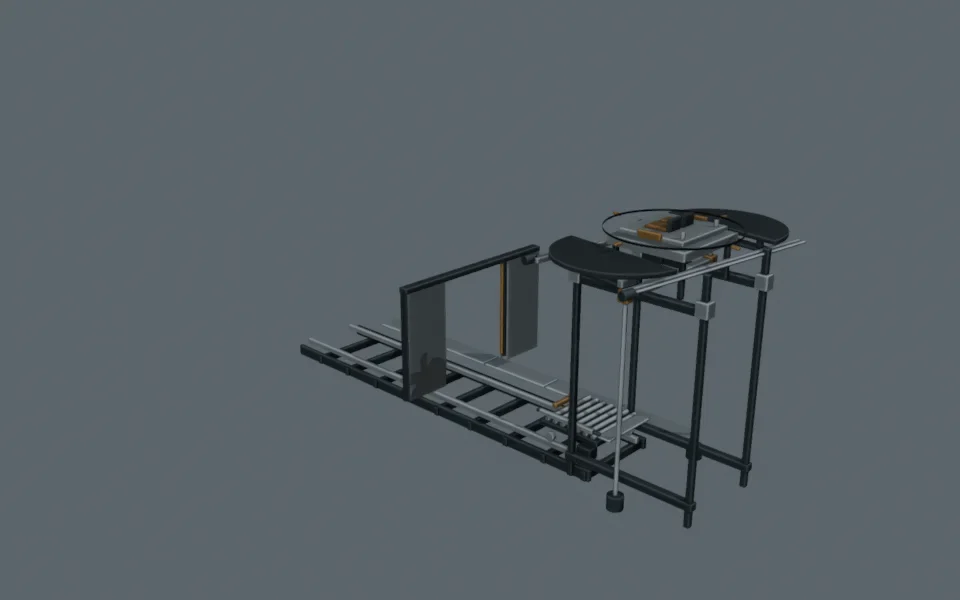 Blender cutaway showing the presentation platform raised above its transfer mechanism